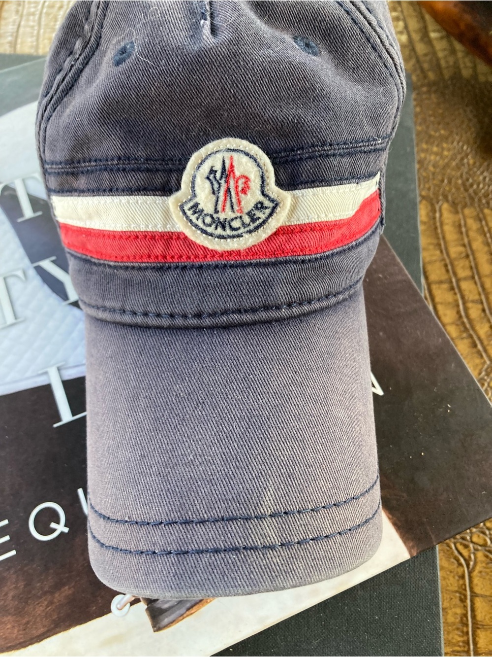 Vintage Moncler Navy Cap with Red & White Stripe - Picture 3 of 10